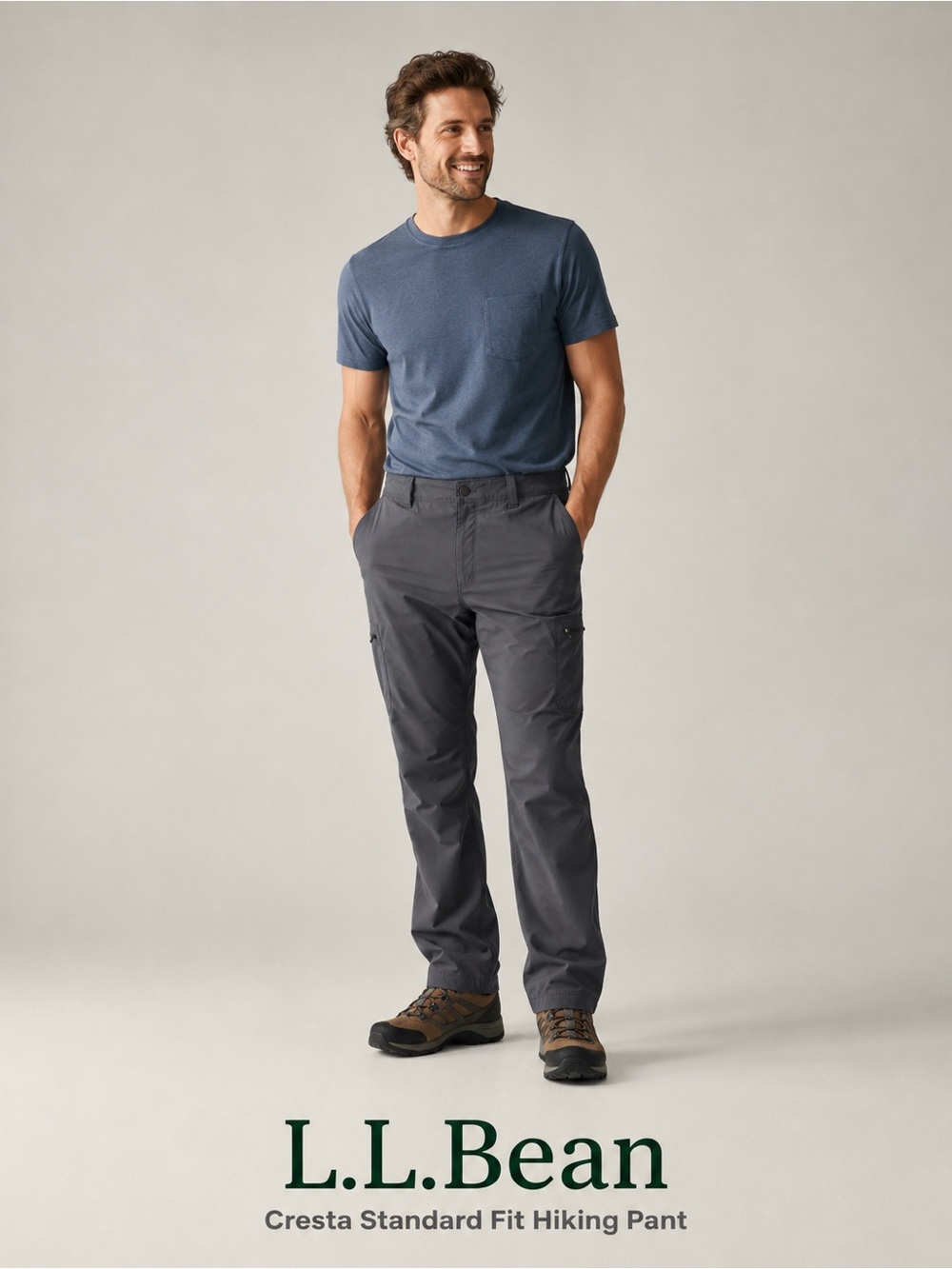 L.L.Bean Cresta Water-Resistant Hiking Pants UPF 50+ Alloy Gray